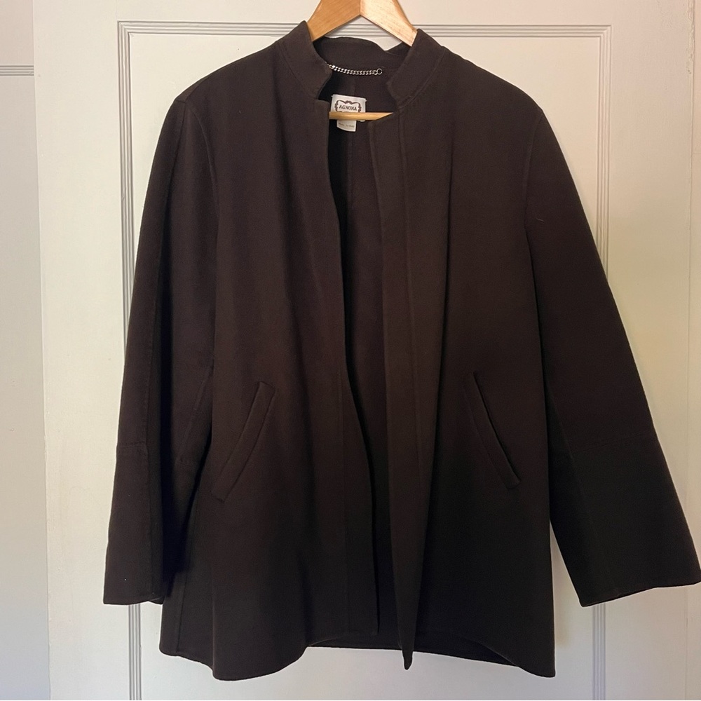 Agnona chocolate cashmere coat made in Italy
